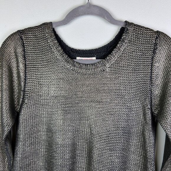 H&M Silver Metallic Knit Long Sleeve Crewneck Sweater Sparkle Girls 12 - 14 Y - Picture 2 of 10